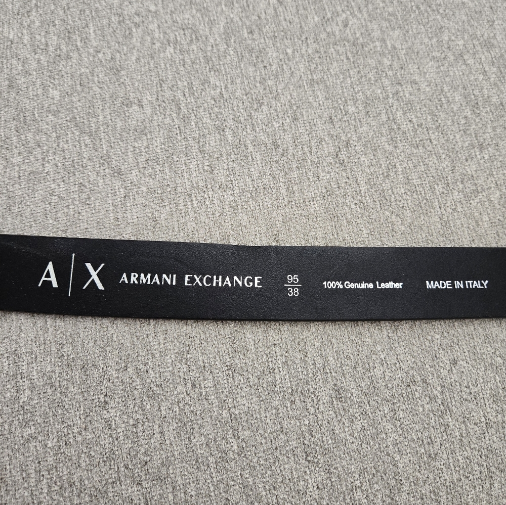 Armani Exchange Black Textured Belt – Logo Buckle – Men’s Designer Belt - Picture 3 of 5